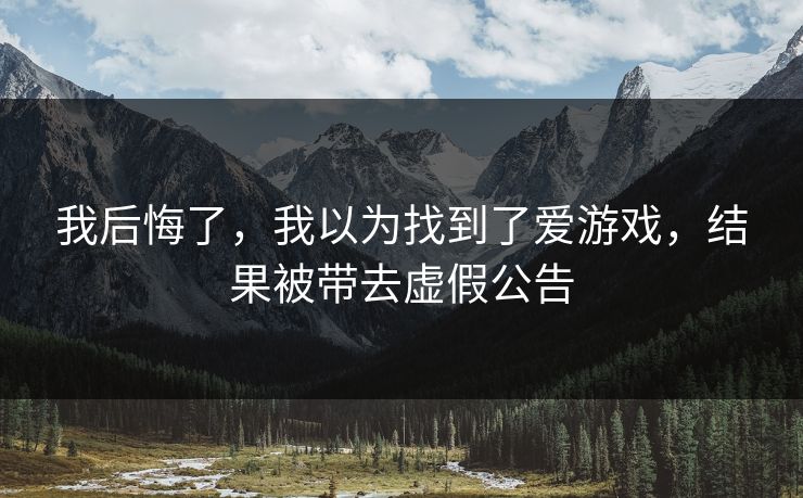 我后悔了，我以为找到了爱游戏，结果被带去虚假公告