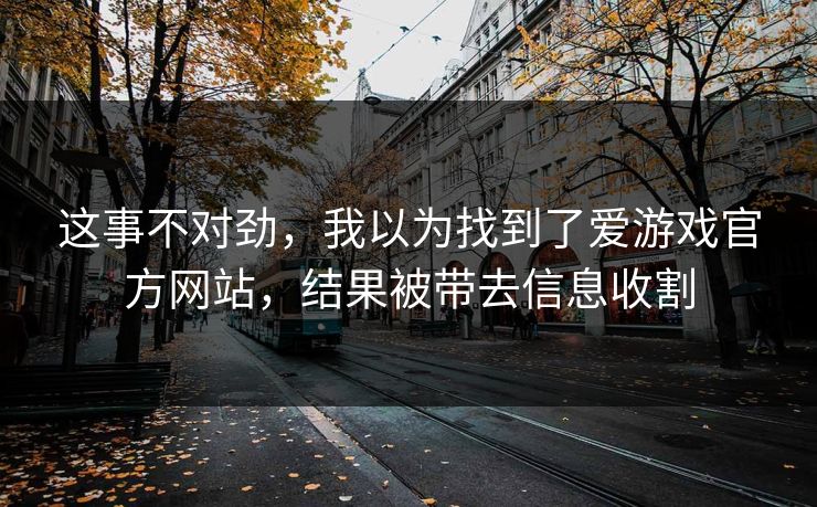 这事不对劲，我以为找到了爱游戏官方网站，结果被带去信息收割